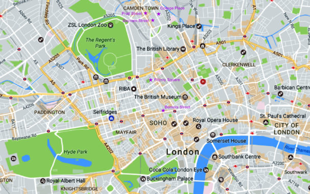 Locations where Daniel Crane committed crimes in Camden Town